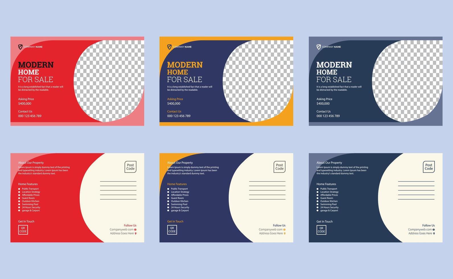 Editable clean creative modern corporate company business home house property building real estate postcard template design. vector
