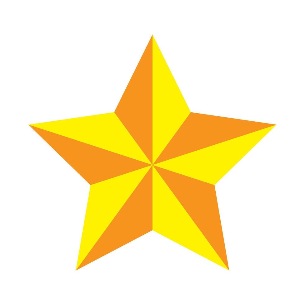 Bright Geometric Yellow Star with Gradients on a White Background vector