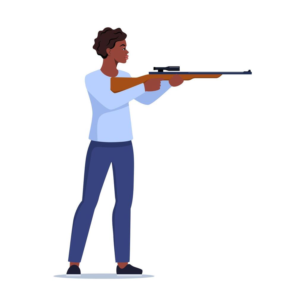 Person aiming a rifle illustration vector