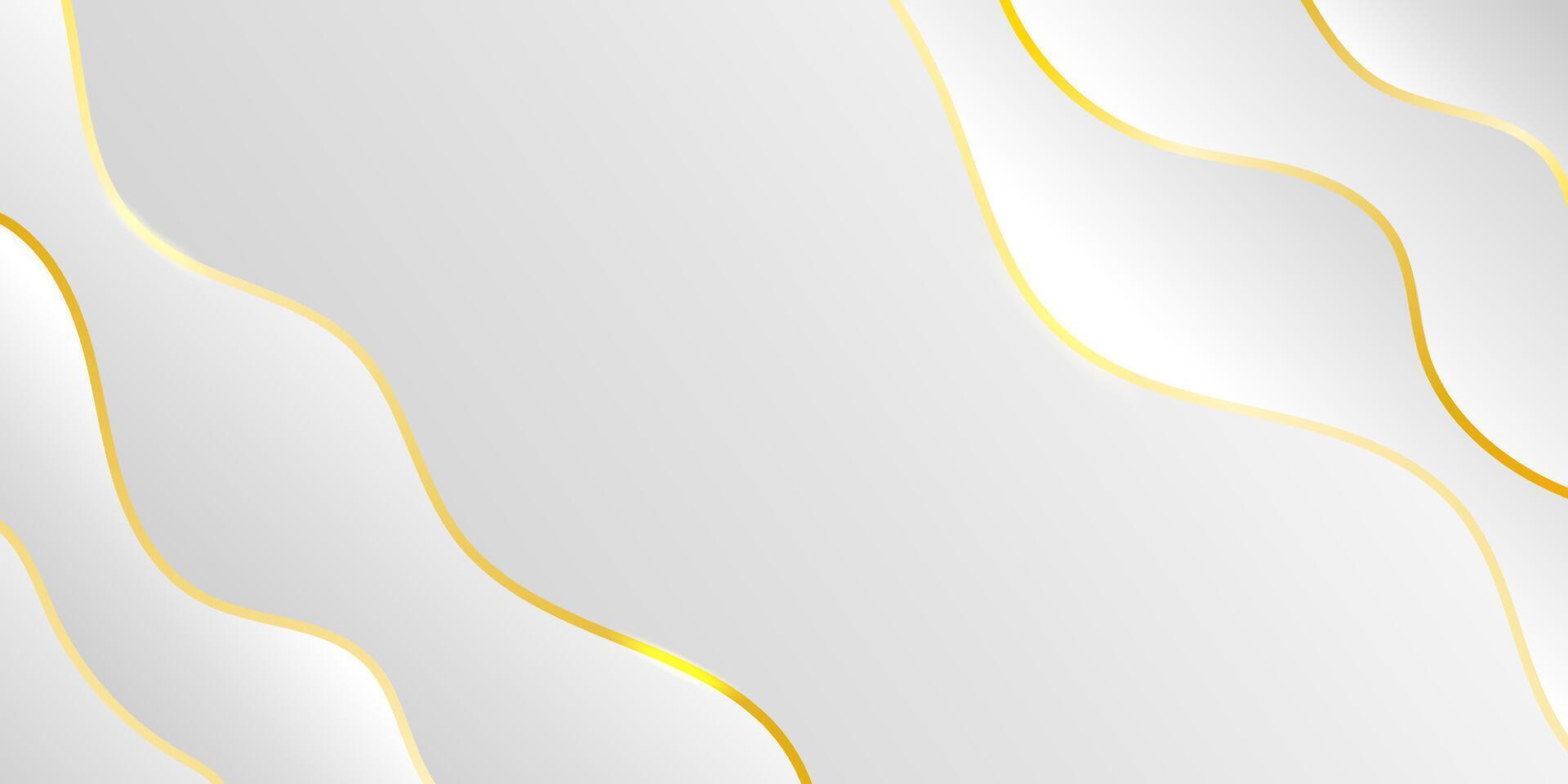 Modern luxury white background with soft golden wave lines, perfect for minimalist branding, cosmetic templates, or elegant invitations. vector