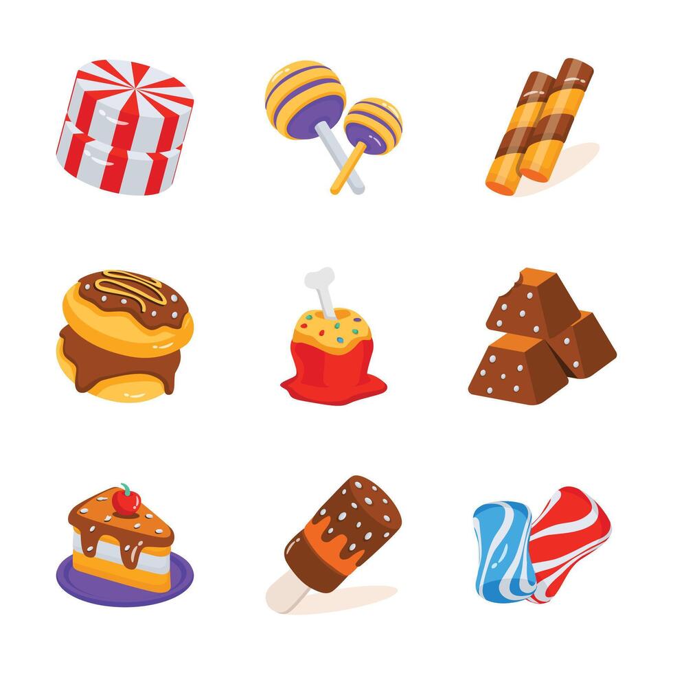 assorted candy and desserts vector