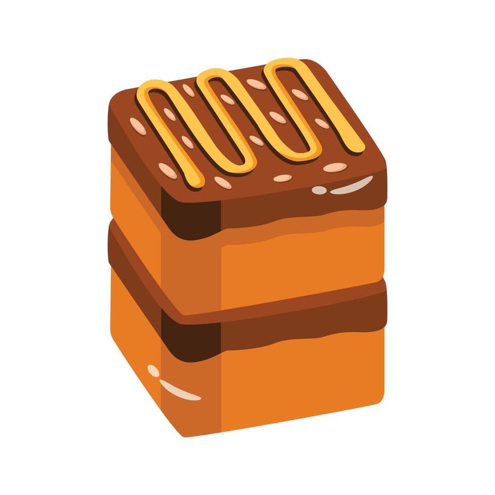 A rich 2d style icon of layered chocolate cake vector