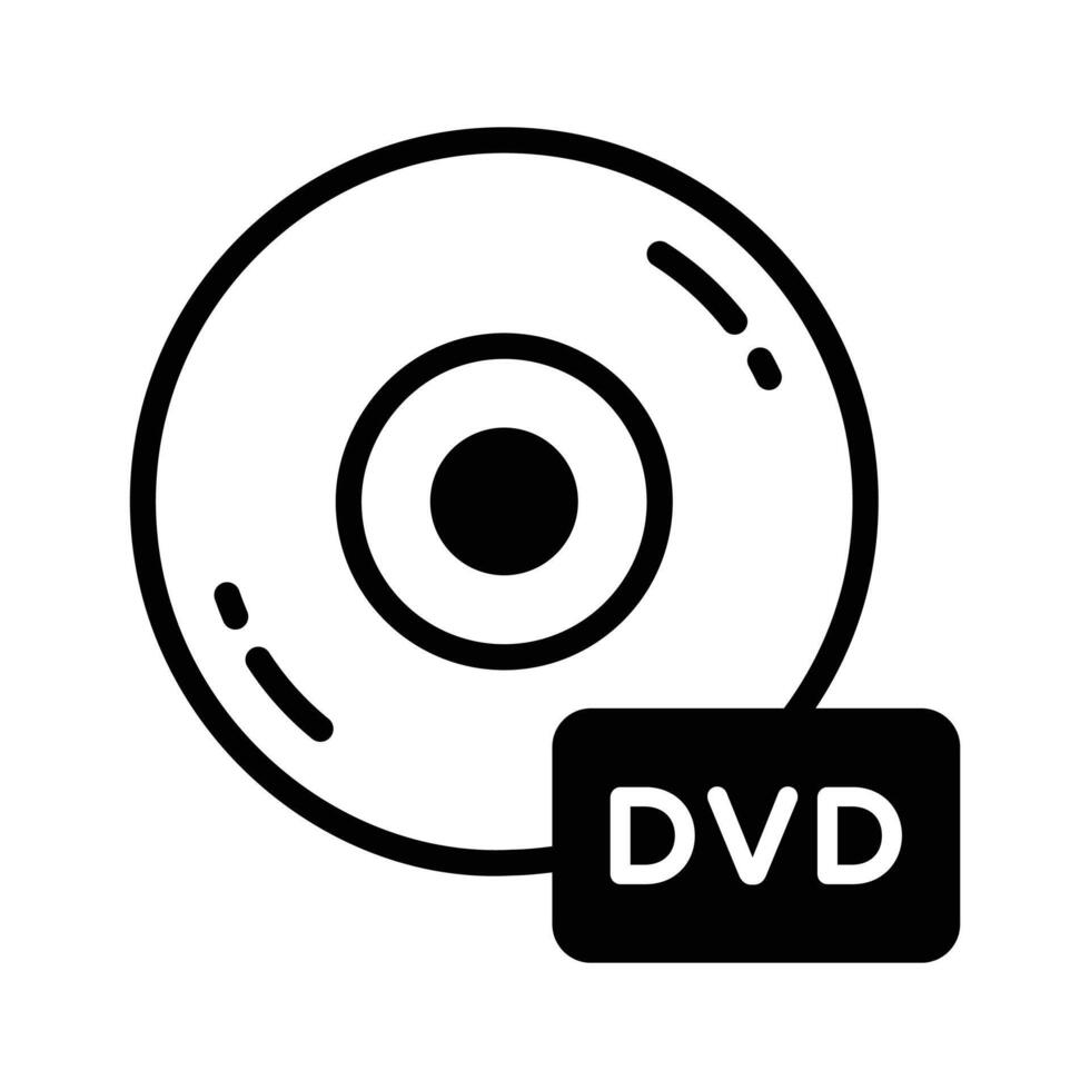 Easy to edit glyph icon of DVD drive symbol. vector