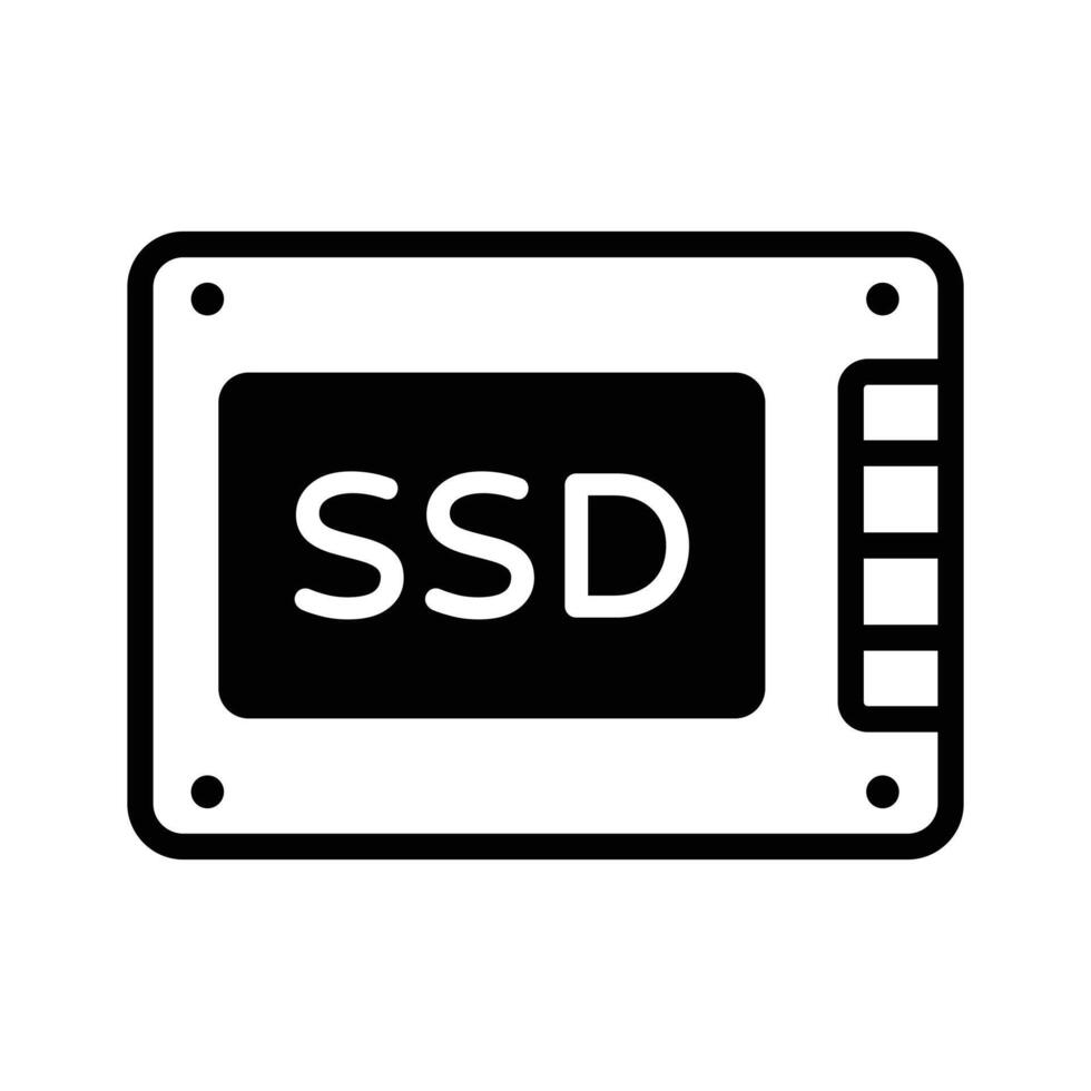Stylish glyph icon of SSD high-speed drive. vector