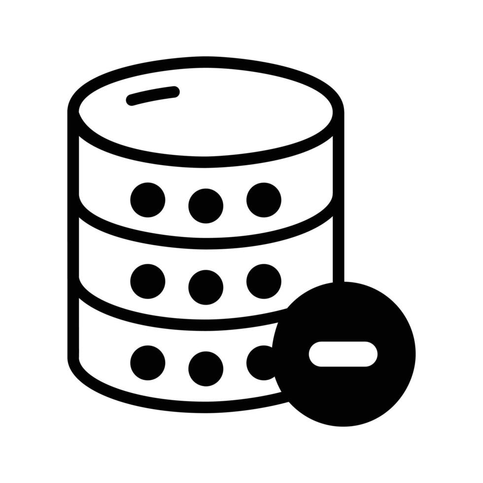 Listo a utilizar glifo icono de eliminar base de datos función. vector