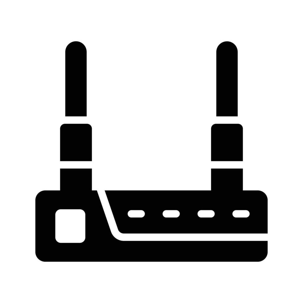 A customizable glyph icon of active router connection vector