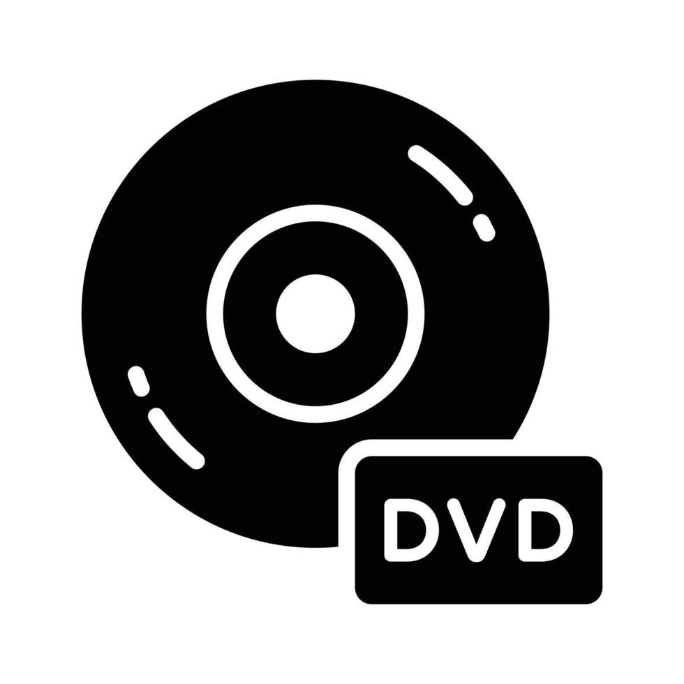 Easy to edit glyph icon of DVD drive symbol vector