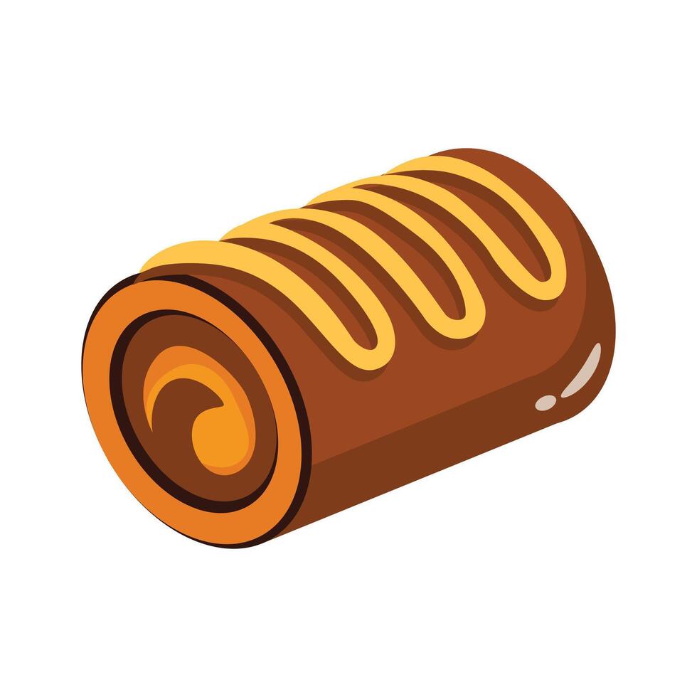 A rolled 2d style icon of sponge cake roll vector