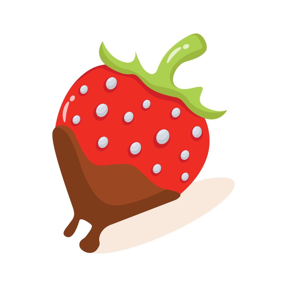 A juicy 2d style icon of dipped strawberry vector