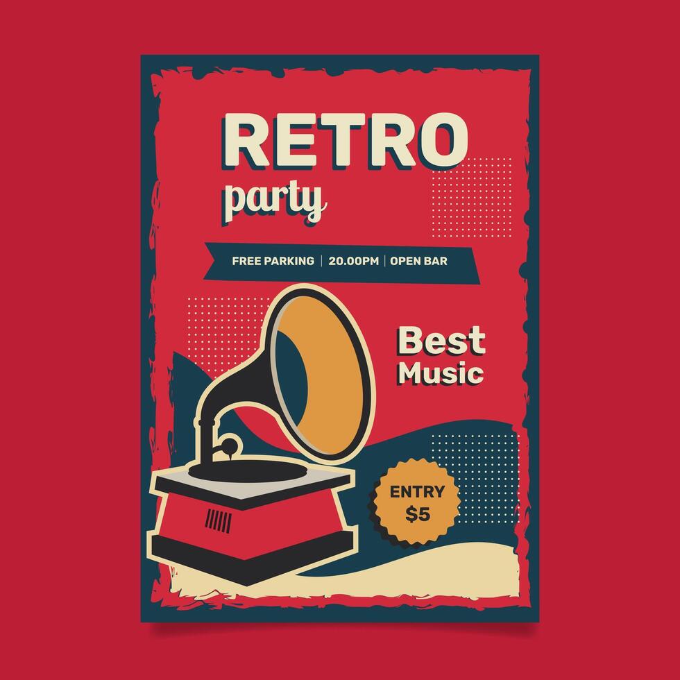 Retro party. invitation poster with gramophone vector