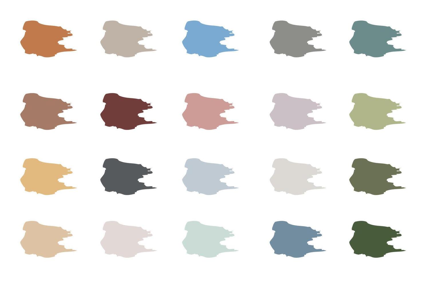 Natural tones color palette. 20 complimentary colors. Trendy color collection. vector