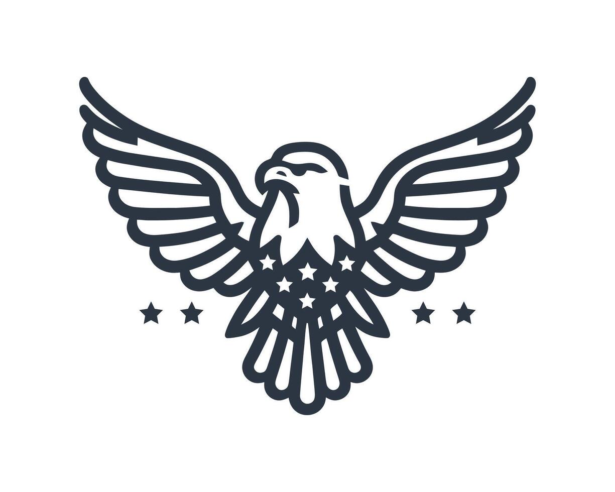 Striking eagle emblem illustration with winged design and stars vector