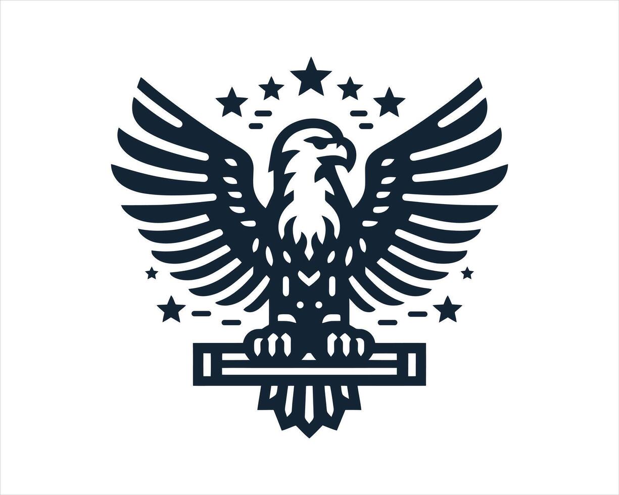 Stylized patriotic eagle emblem with stars design vector