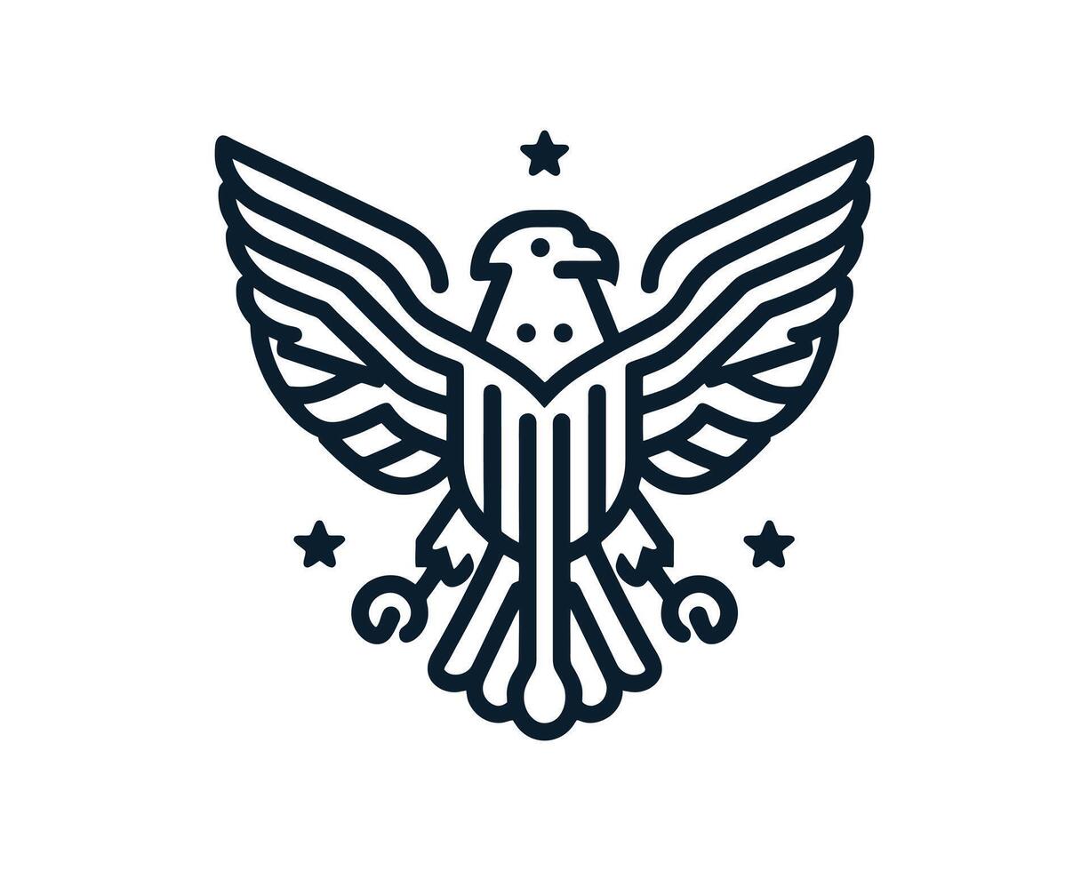 Bold line art eagle emblem design vector