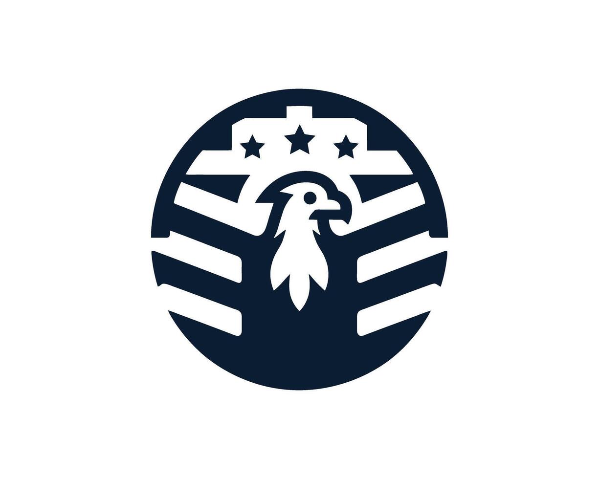 Patriotic eagle gear emblem illustration vector