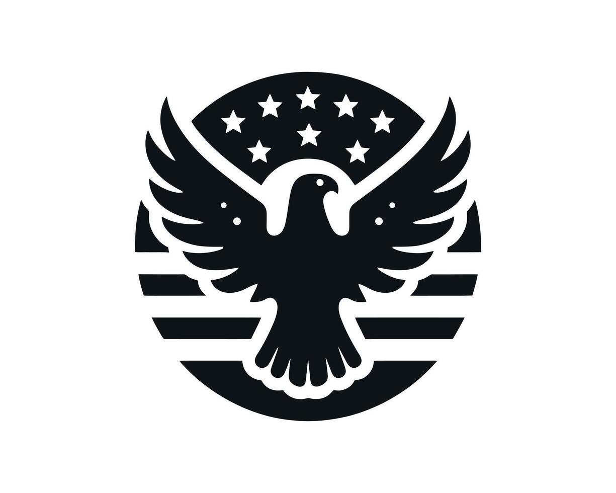 Patriotic eagle symbol with american flag elements emblem design vector