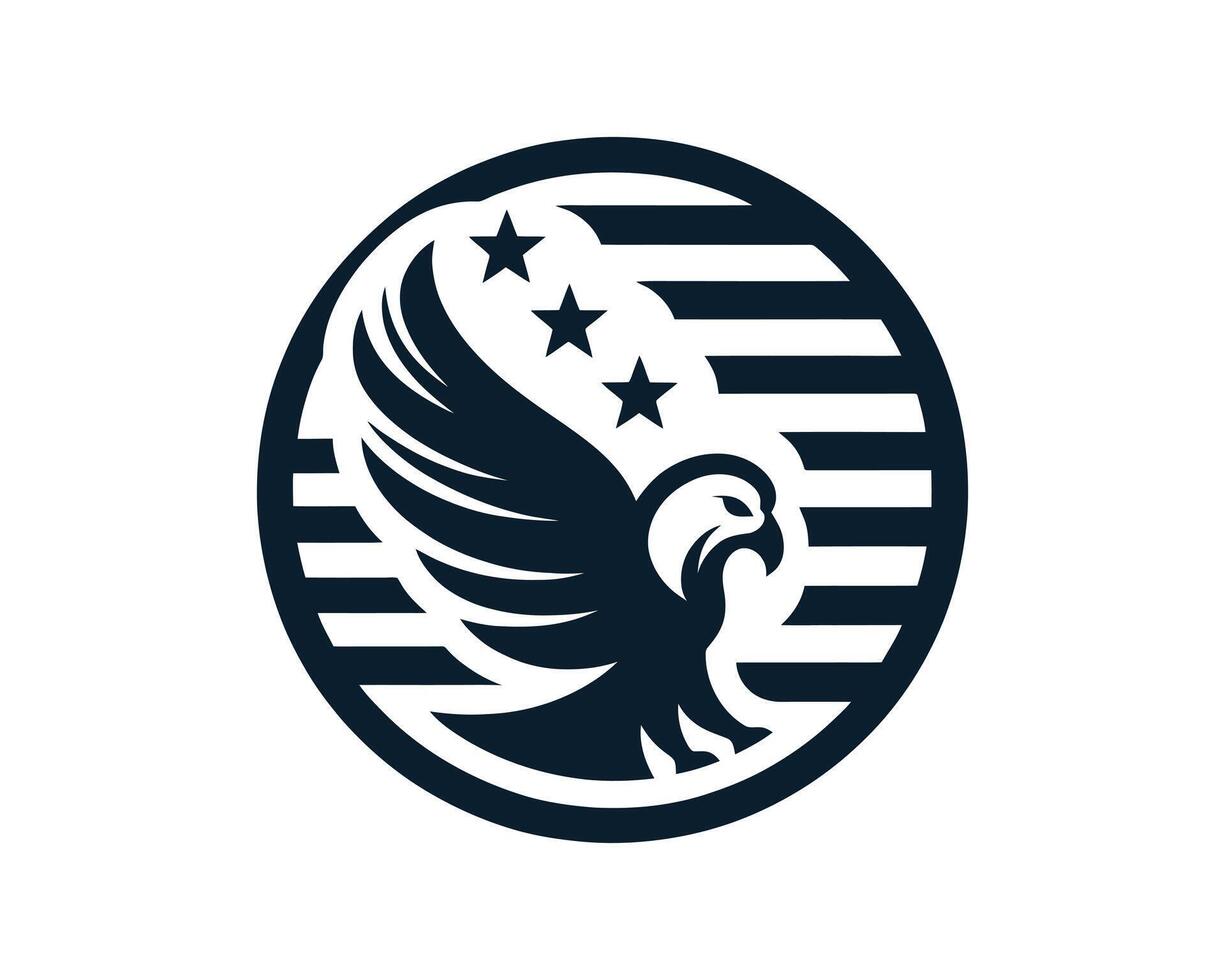 Patriotic eagle emblem with stars and stripes graphic vector
