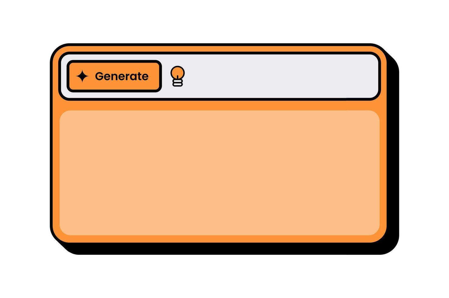 Simple Window User Interface Frame with Generate Action. Minimalist UI Frame with Generate Button for Web or App vector