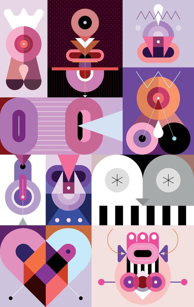 Colorful geometric abstract art collage vector