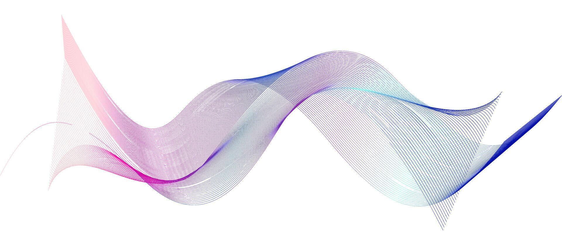 Abstract wave lines following colorful pink blue purple element isolated on white background vector