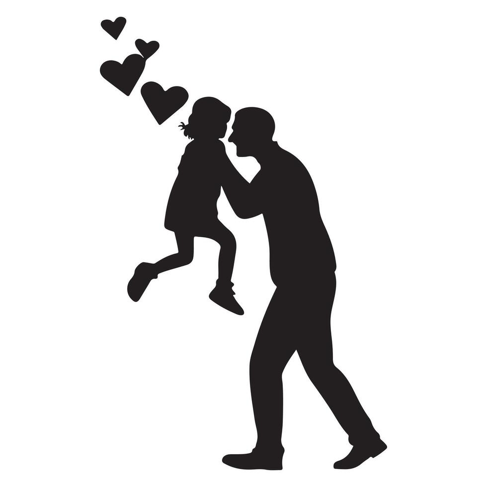 Silhouette of Family at Sunset vector