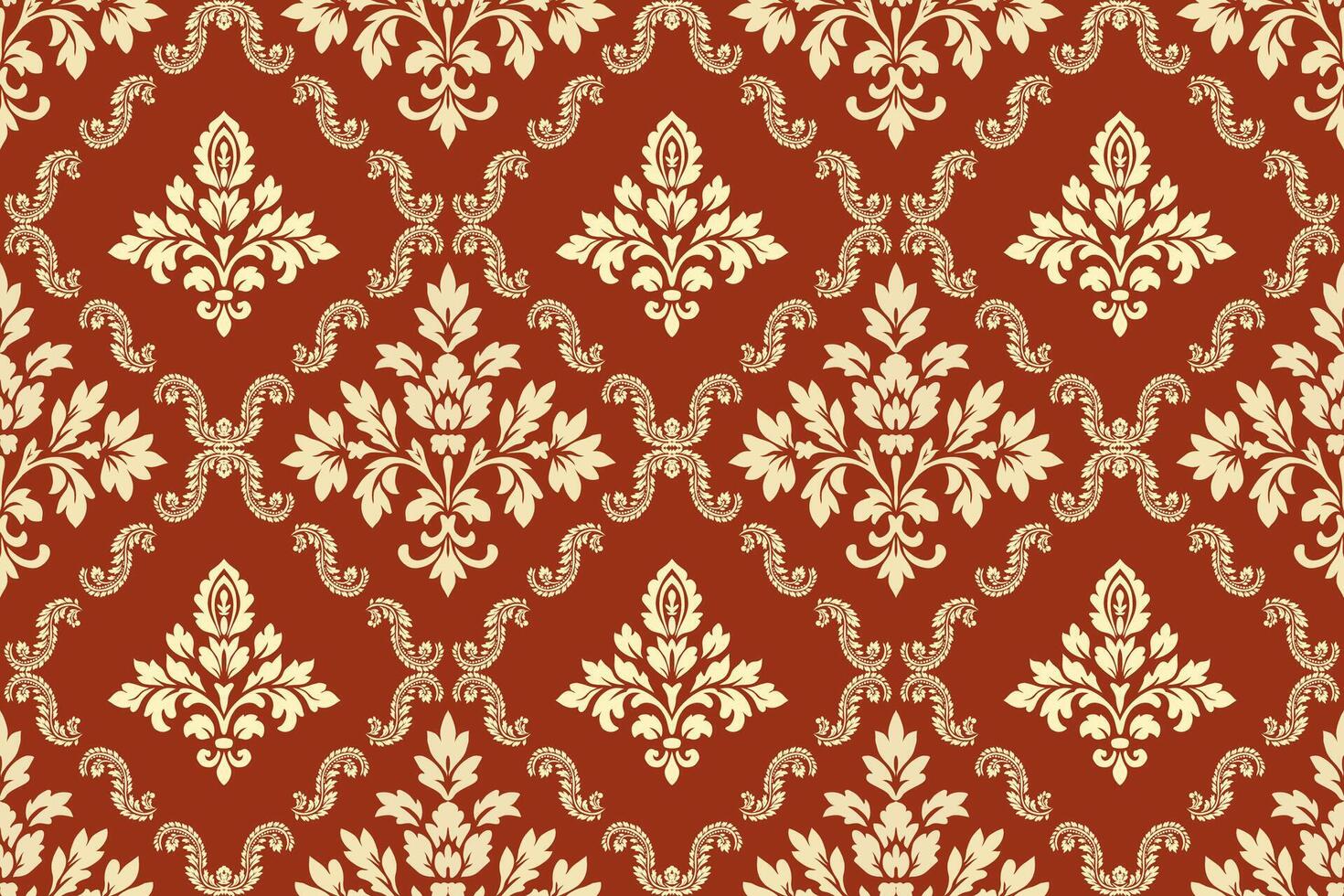 floral damask pattern red background vector