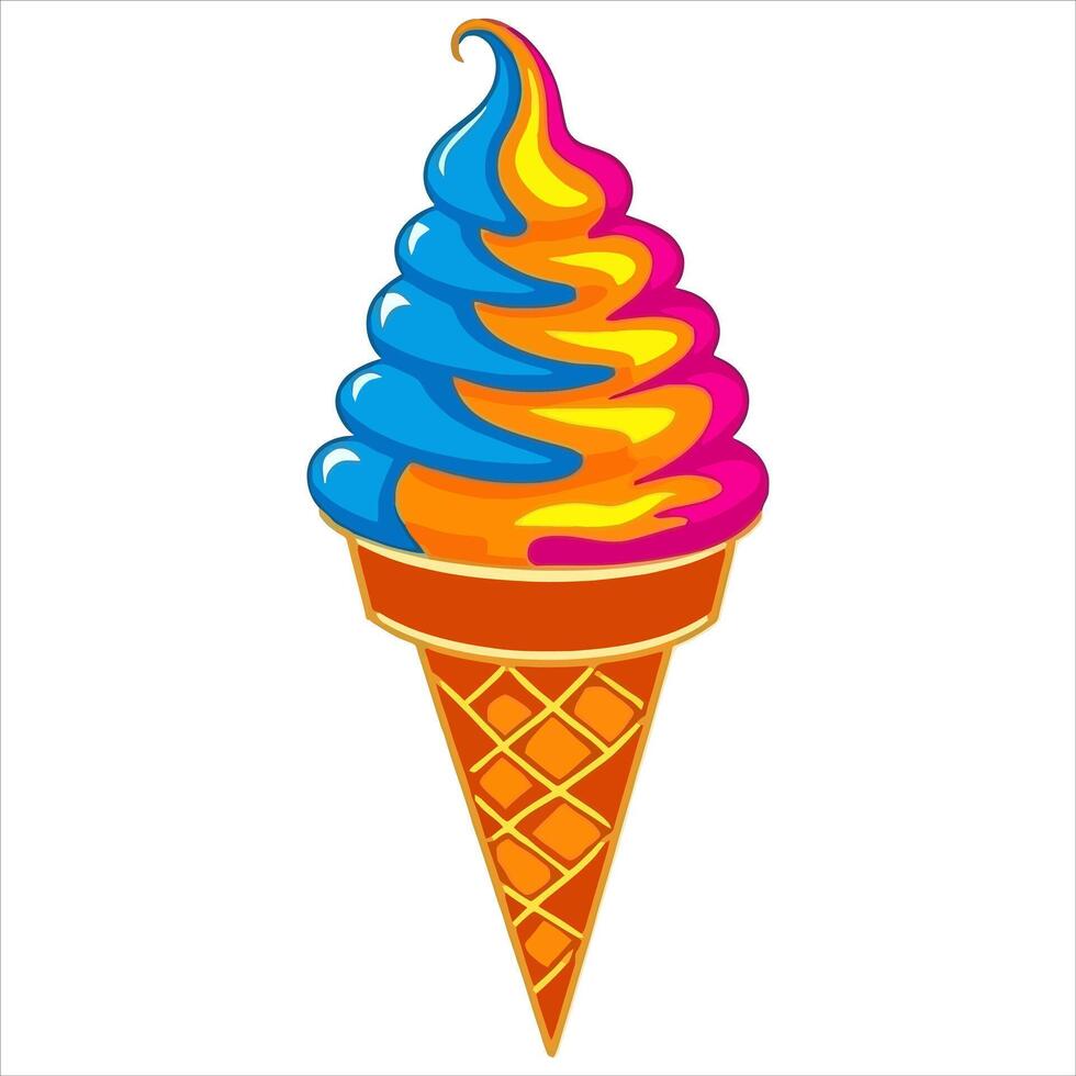 Art of a colorful ice cream cone isolated on white background vector