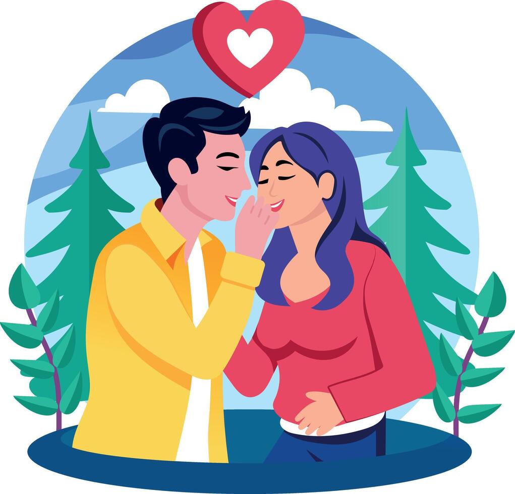 A flat style showing couple romance vector