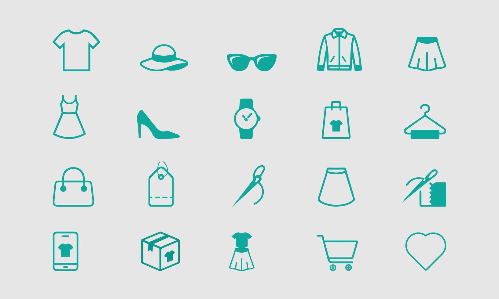 Fashion Icon Set Clothing Accessories and Shopping Symbols vector