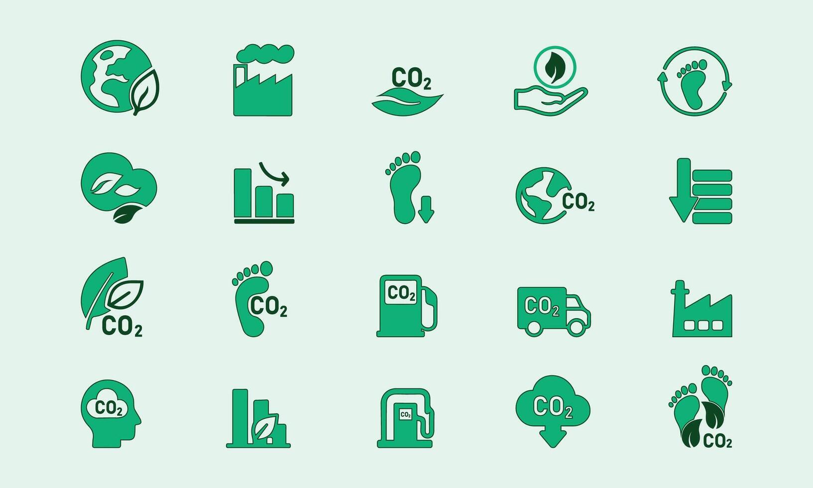 Carbon Footprint and Eco-Friendly Icon Set vector