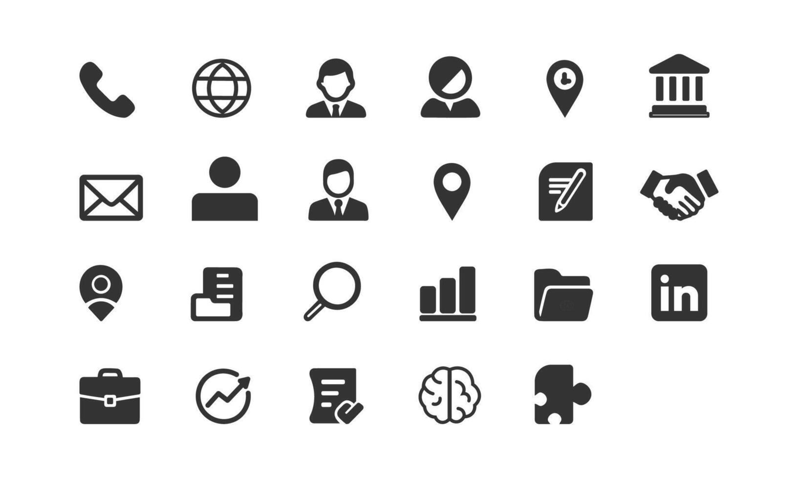 Collection of business icons representing communication, people, and services. vector