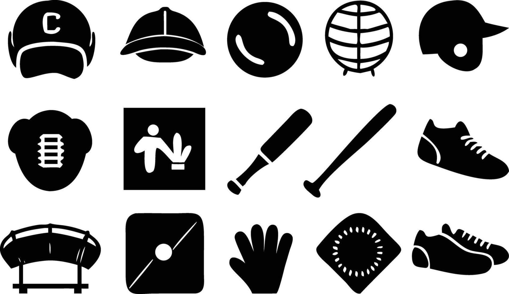 Baseball Equipment Icons sports gear vector