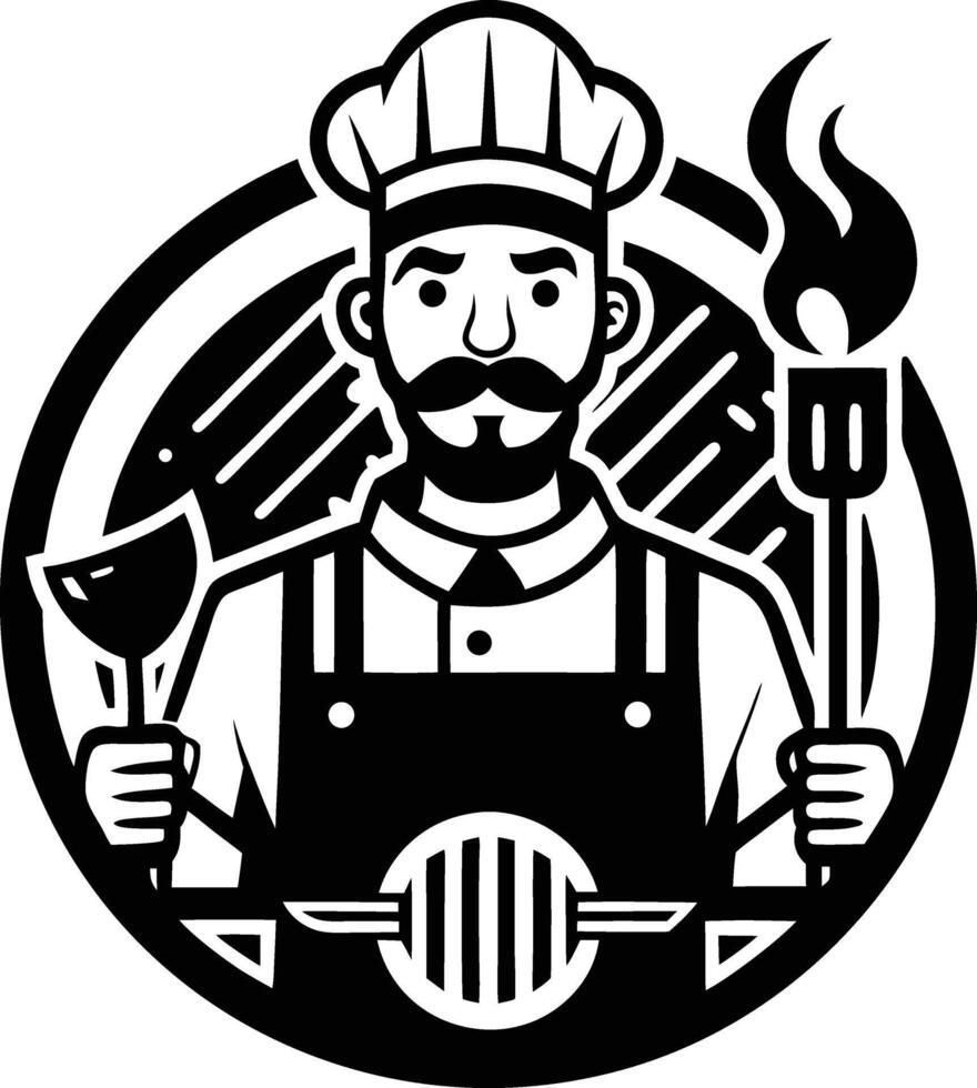 Chef holding cooking utensils food restaurant vector