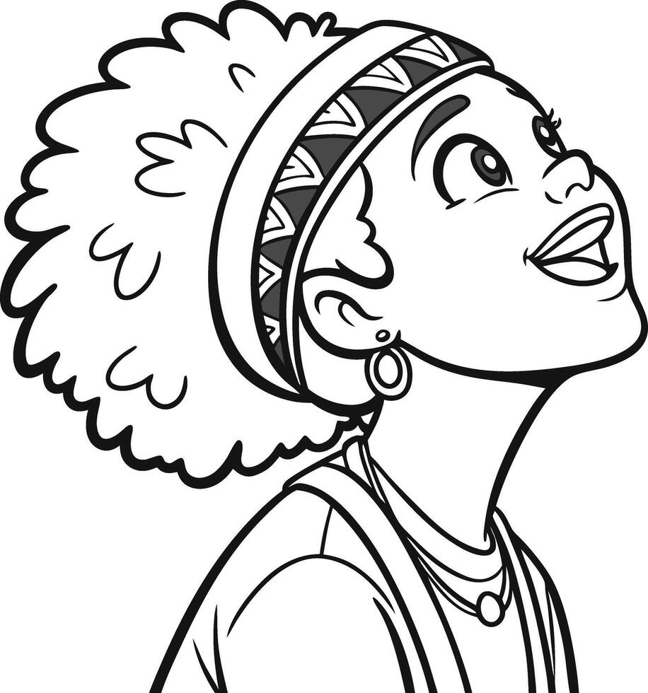 Cheerful girl looking up illustration happy vector