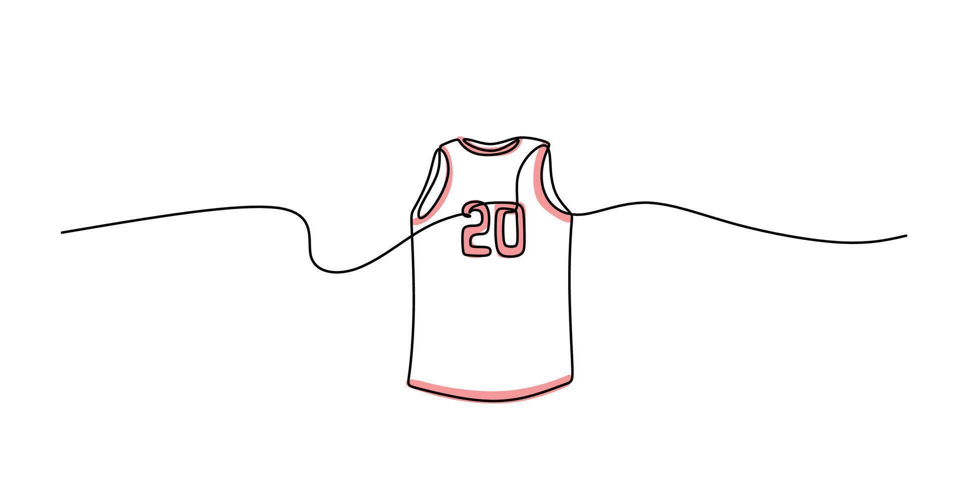 Athletic wear in a continuous one line drawing. Simple art of sports clothing for exercise and fitness. vector