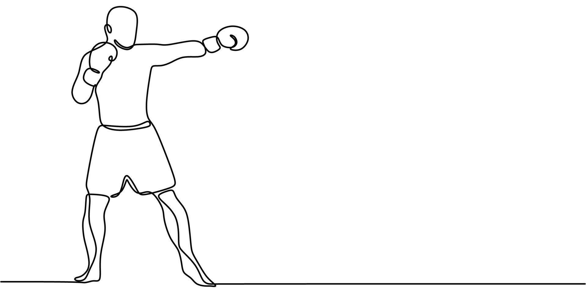 Continuous one line drawing of a boxer delivering a powerful punch. Symbol of resilience and boxing. vector