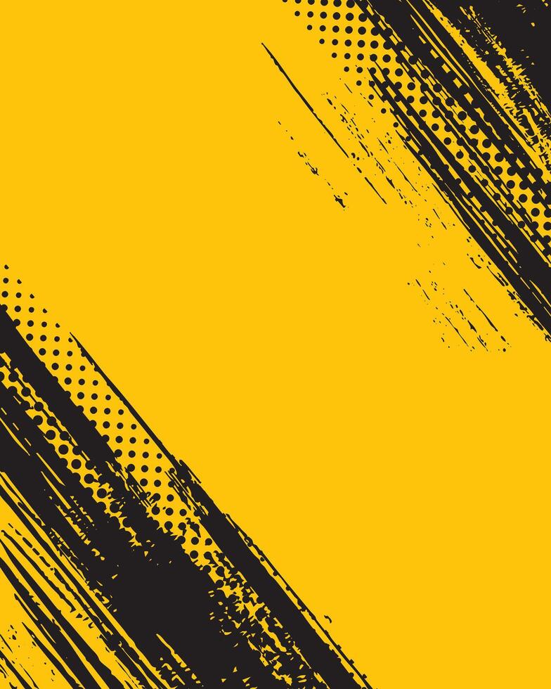 Yellow and black brush stroke design vector