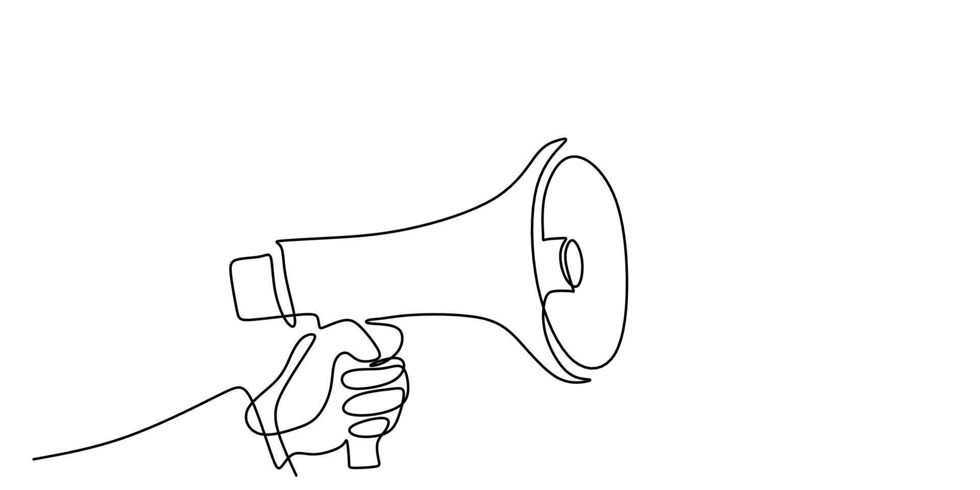 A simple advocacy symbol, this one line drawing of hands with a megaphone is great for a campaign graphic or social media icon. vector