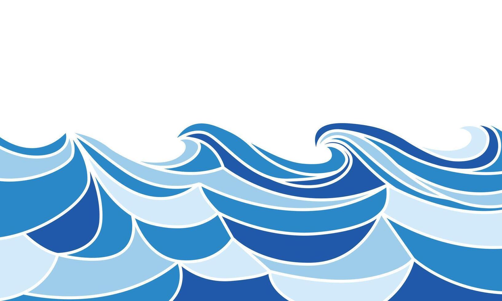Blue stylized ocean waves illustration vector