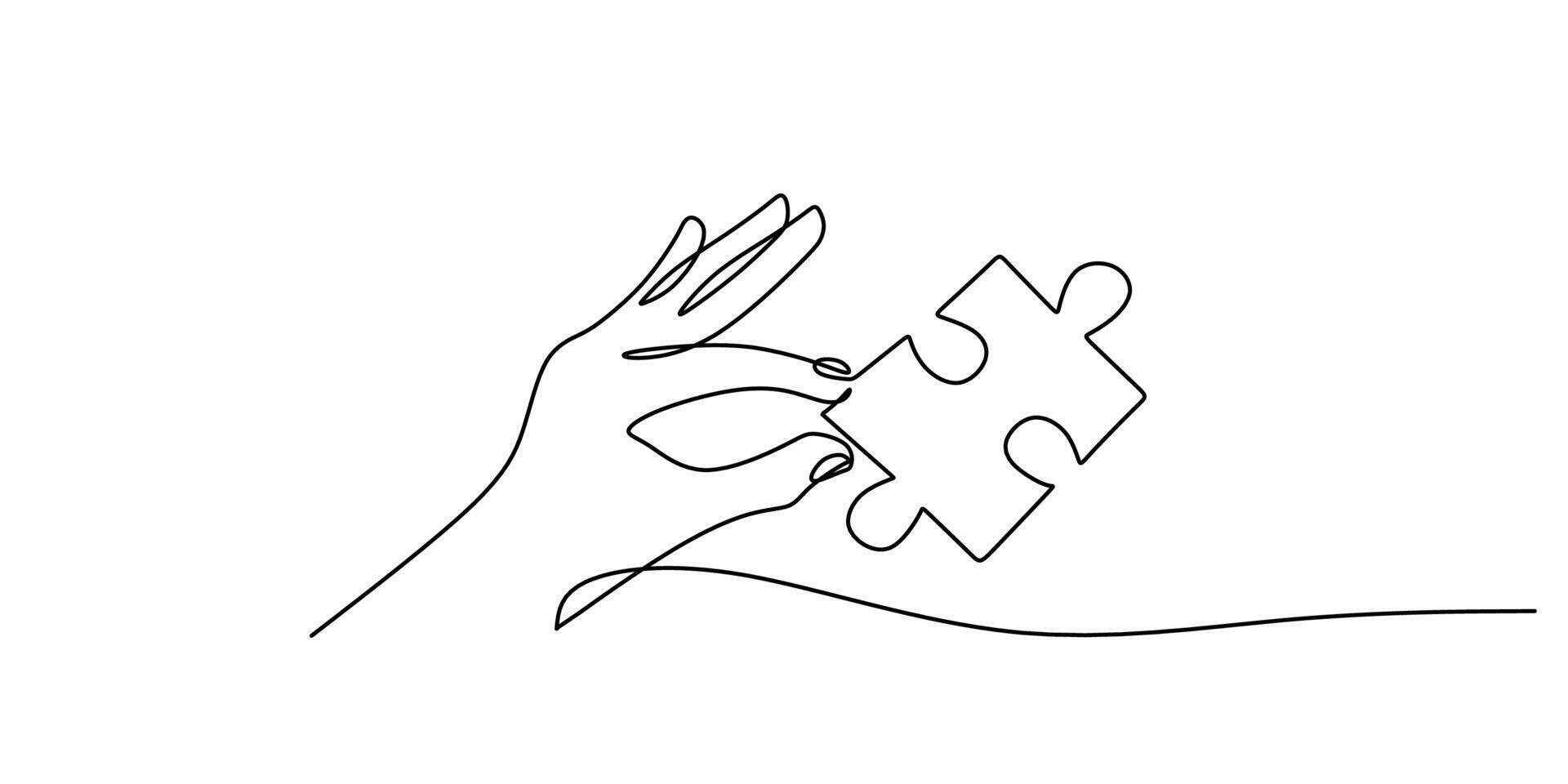 A minimalist solution icon, this continuous line drawing of a puzzle piece is perfect for a strategy game or a business presentation. vector