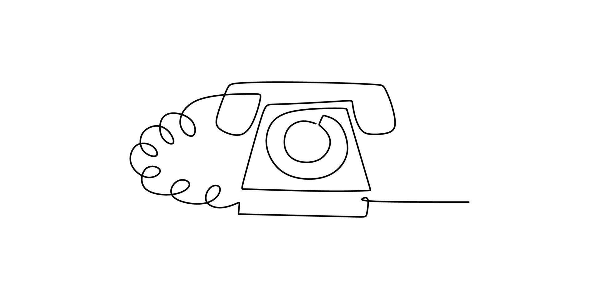 One line drawing of a classic telephone representing communication history, perfect for a museum graphic or a themed party invite. vector