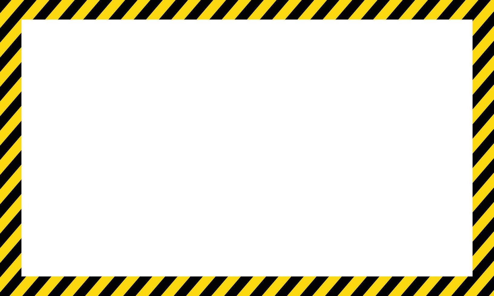 Caution Border Frame . Rectangular Warning Design with Alternating Black and Yellow Diagonal Stripes on White Background vector
