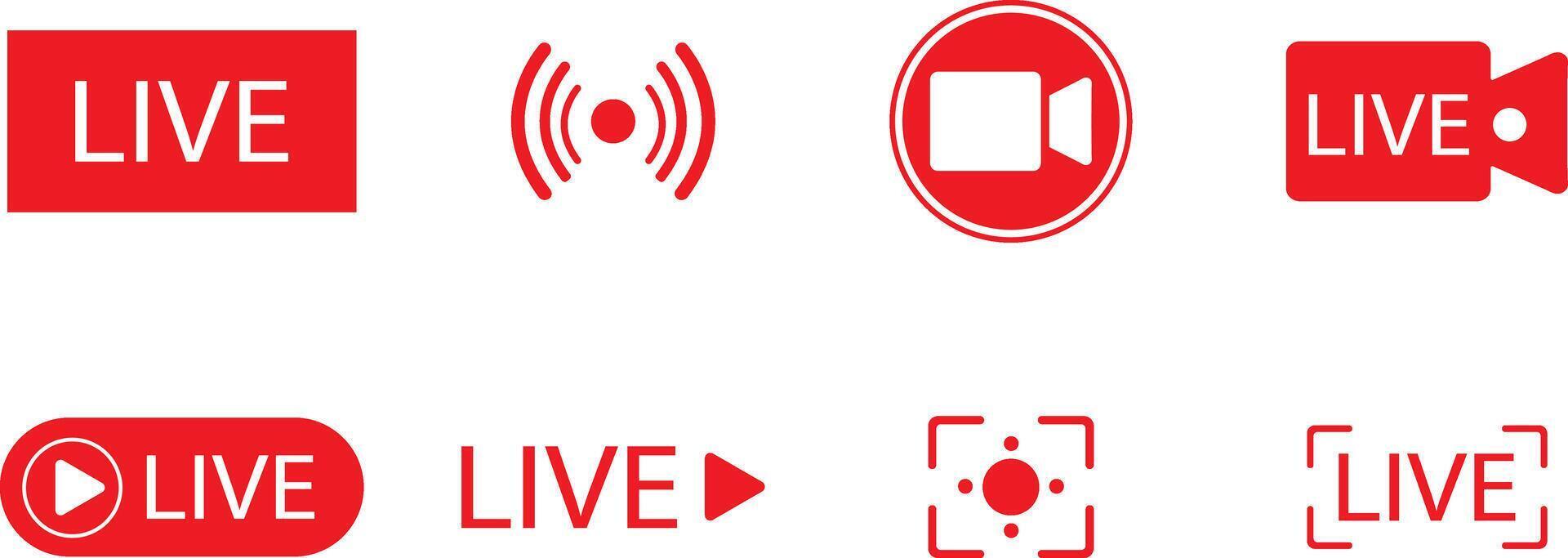 Live Broadcast Icon Set vector