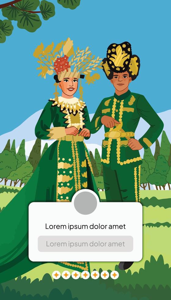 Traditional costume celebration with characters vector