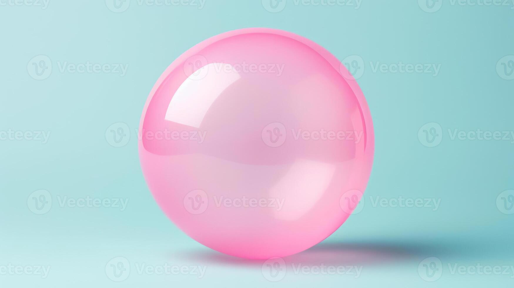 A pink sphere with a glossy surface against a teal background. photo