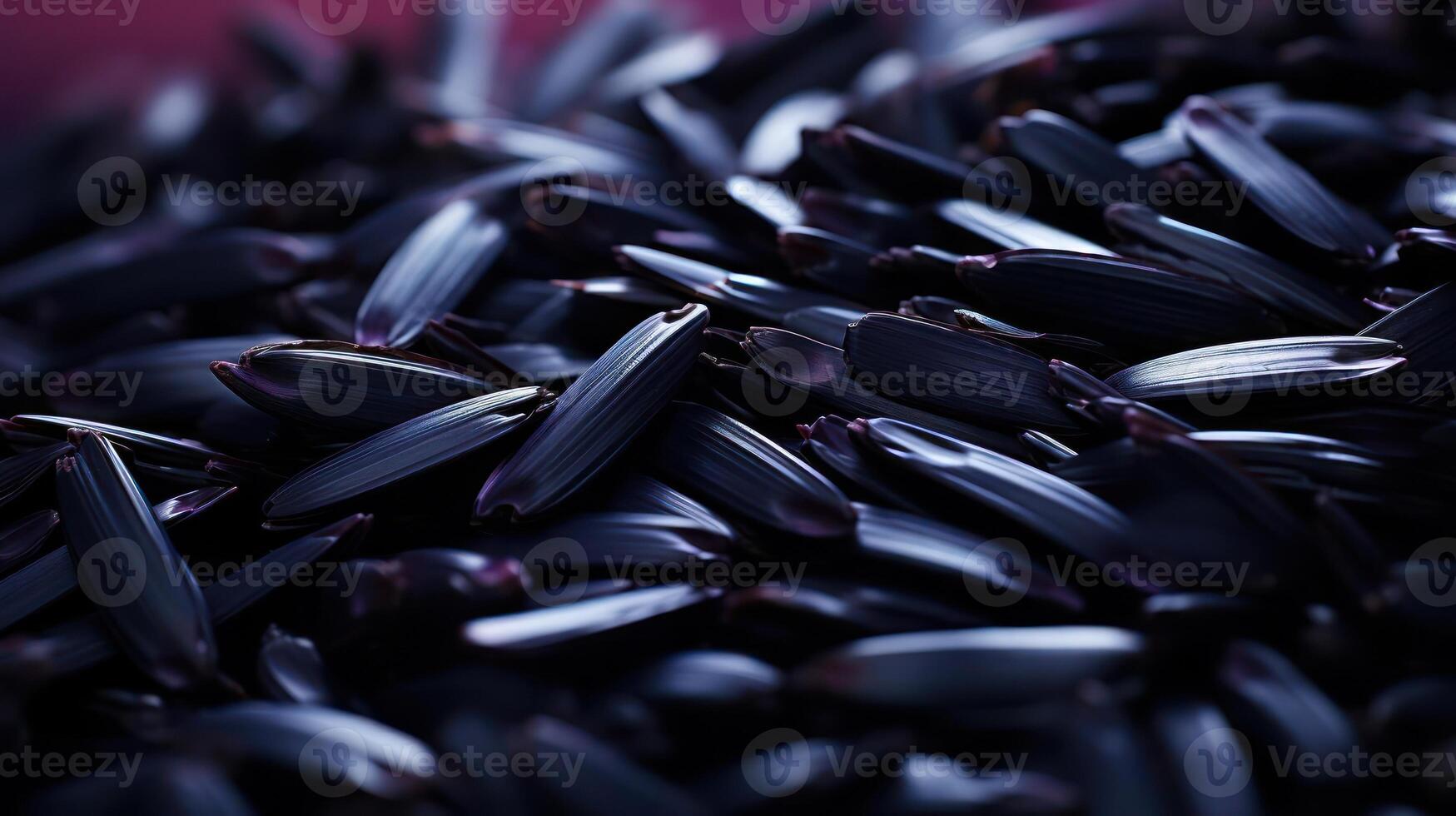 Pile of black rice grains, close-up view. photo