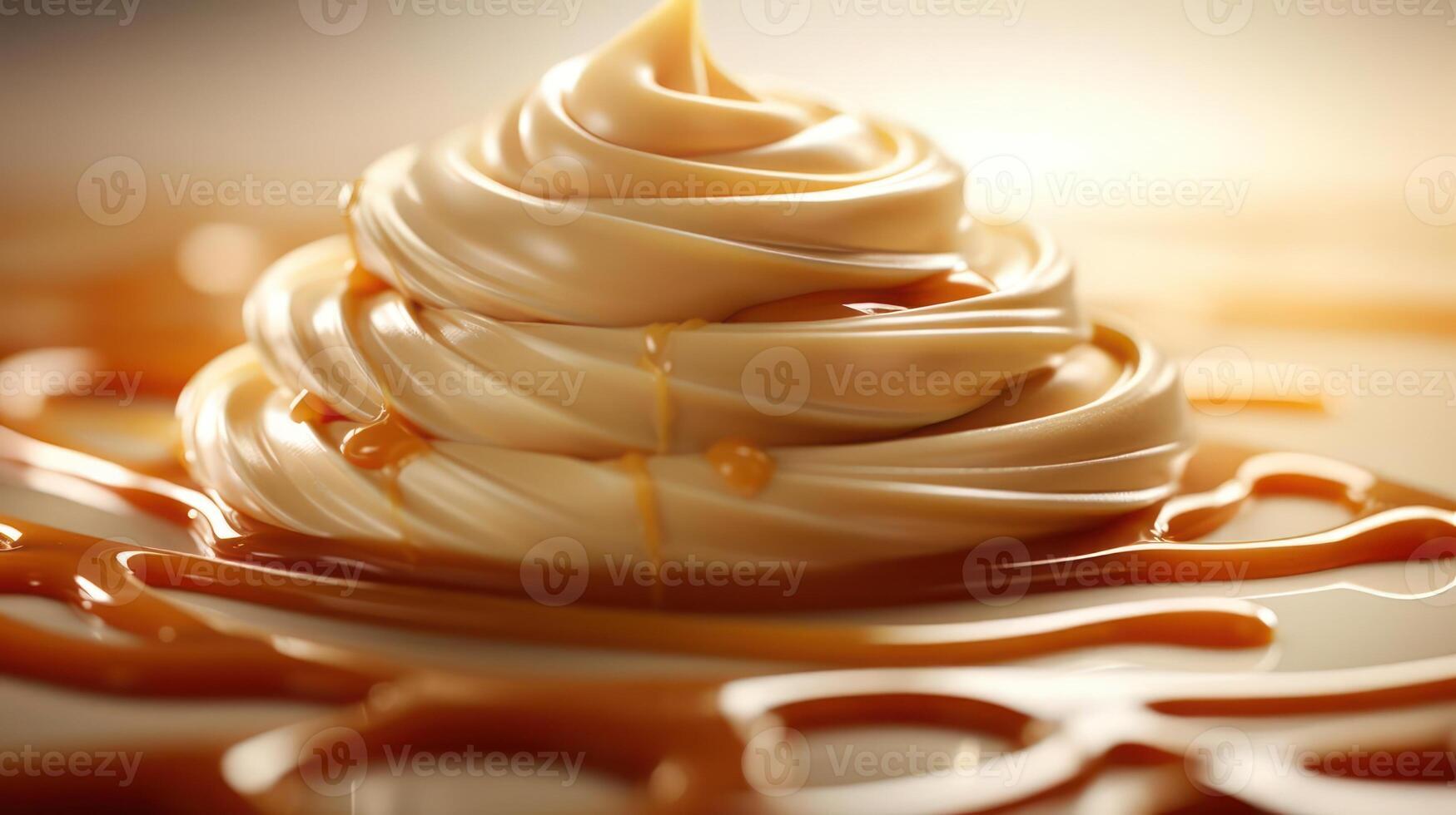 Creamy caramel swirl with rich, flowing texture. photo