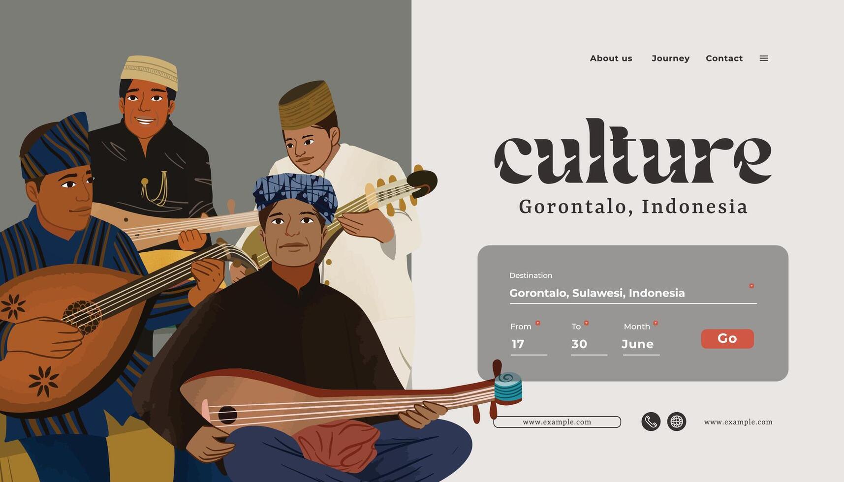 Musicians playing traditional instruments in Gorontalo vector
