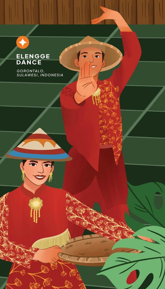 Traditional Elengge Dance in Sulawesi vector