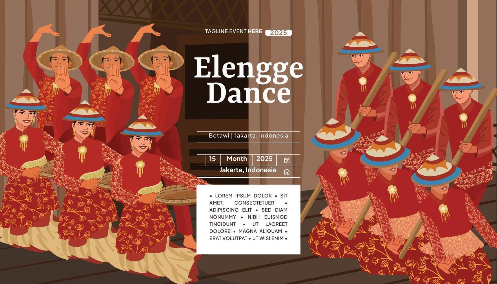 Elengge dance performers in traditional attire vector
